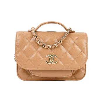CHANEL Calfskin Messenger Bag Portable Crossbody Bag Shoulder Bag Regular Women's Milk Tea Beige