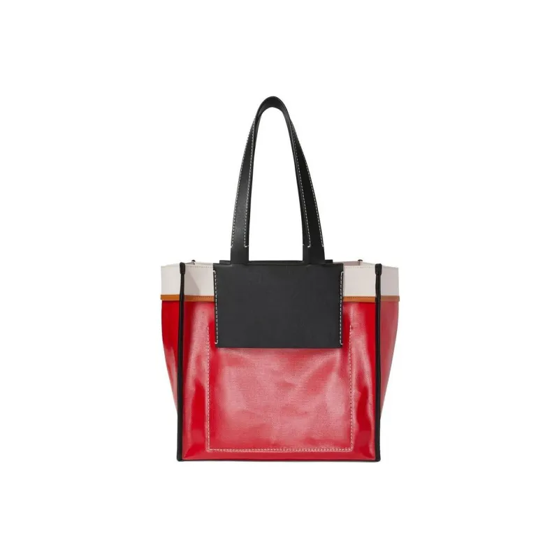 PROENZA SCHOULER Coated Finish Calfskin Tote Bag Shopping Bag Handbag Women's Black/Red-1
