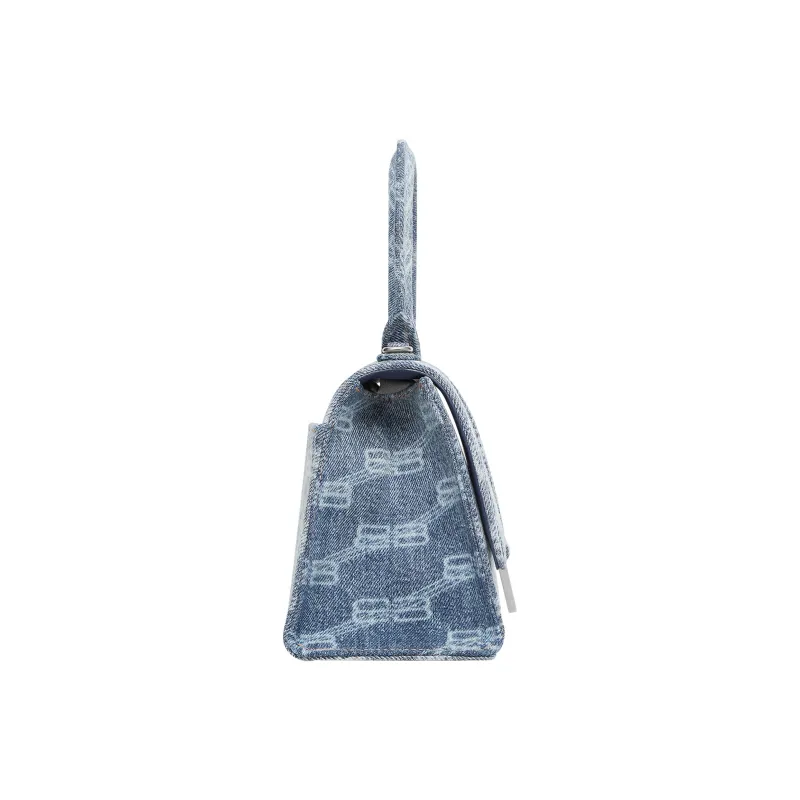 Balenciaga Hourglass Top Handle Small Bb Monogram Denim Bleached Blue-3