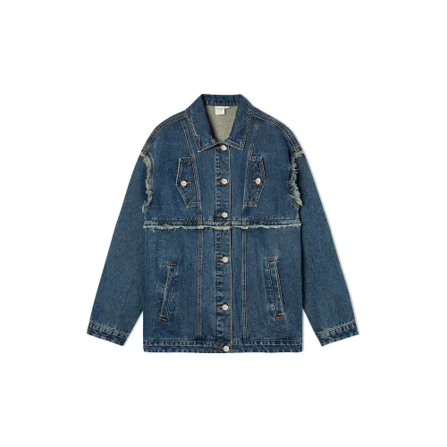 EPTISON WOMAN Denim Jackets Women's Vintage Denim Blue