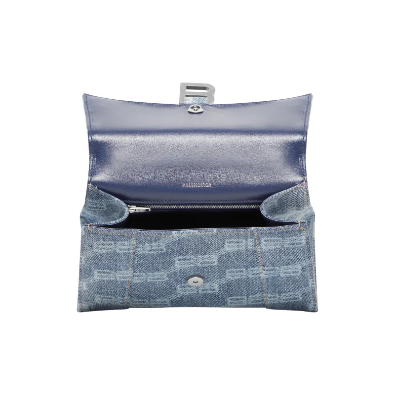 Balenciaga Hourglass Top Handle Small Bb Monogram Denim Bleached Blue-4