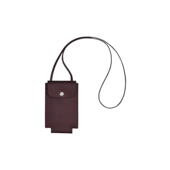 LONGCHAMP Le Pliage Green Cow Leather Shoulder Bag, Crossbody Bag, Cell Phone Pouch Regular Men's Deep Red