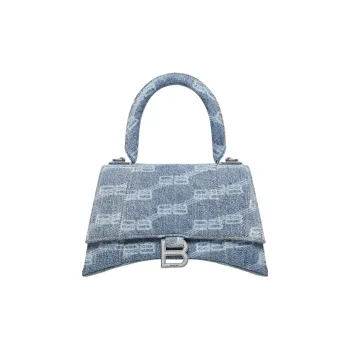 Balenciaga Hourglass Top Handle Small Bb Monogram Denim Bleached Blue