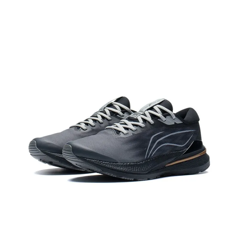 LiNing Light Light Rebound Cushioning Low-Top Running Shoes Men's Gray Black-2