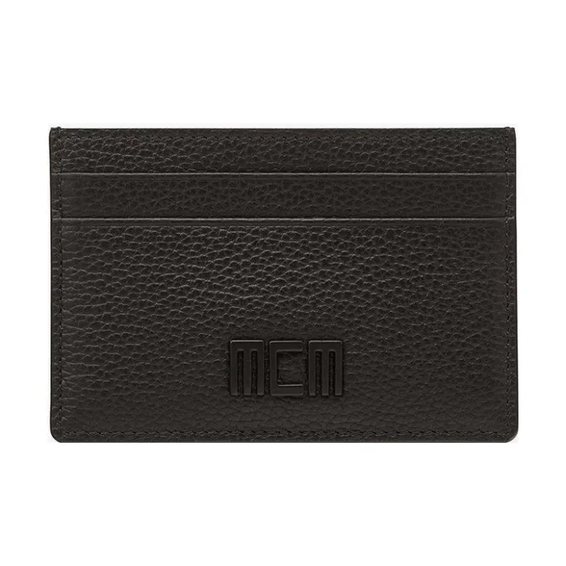 MCM Tech Embossed Leather Card Holder Card Holder Mini Men's Black-0