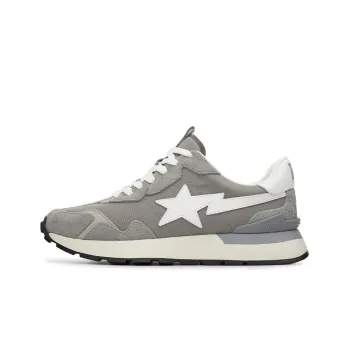 A BATHING APE ROAD STA EXPRESS Anti Slip And Wear Resistant Lightweight Low Top Casual Shoes Men's Gray White