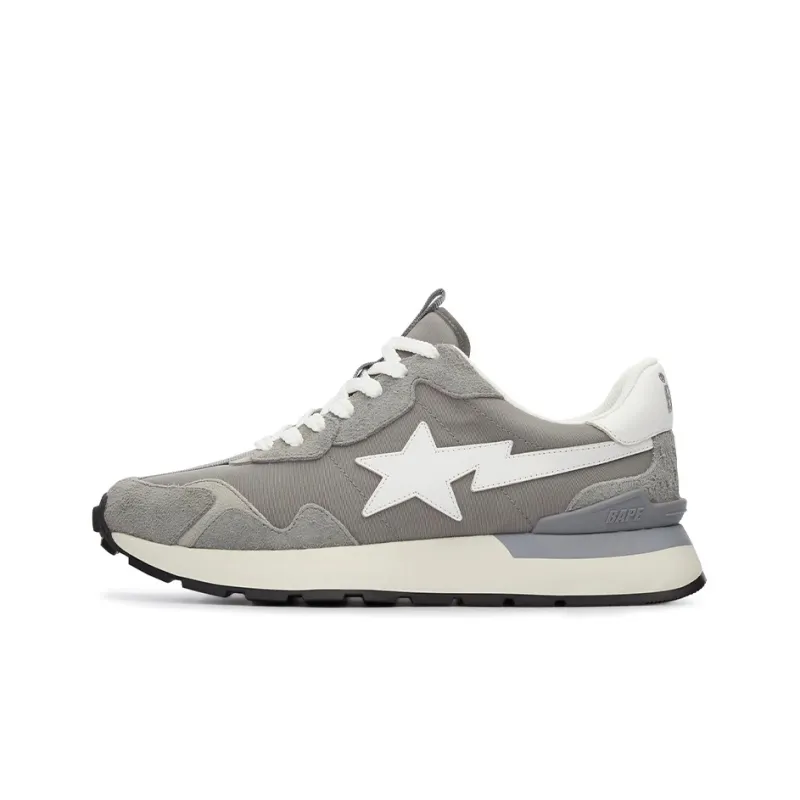 A BATHING APE ROAD STA EXPRESS Anti Slip And Wear Resistant Lightweight Low Top Casual Shoes Men's Gray White-0