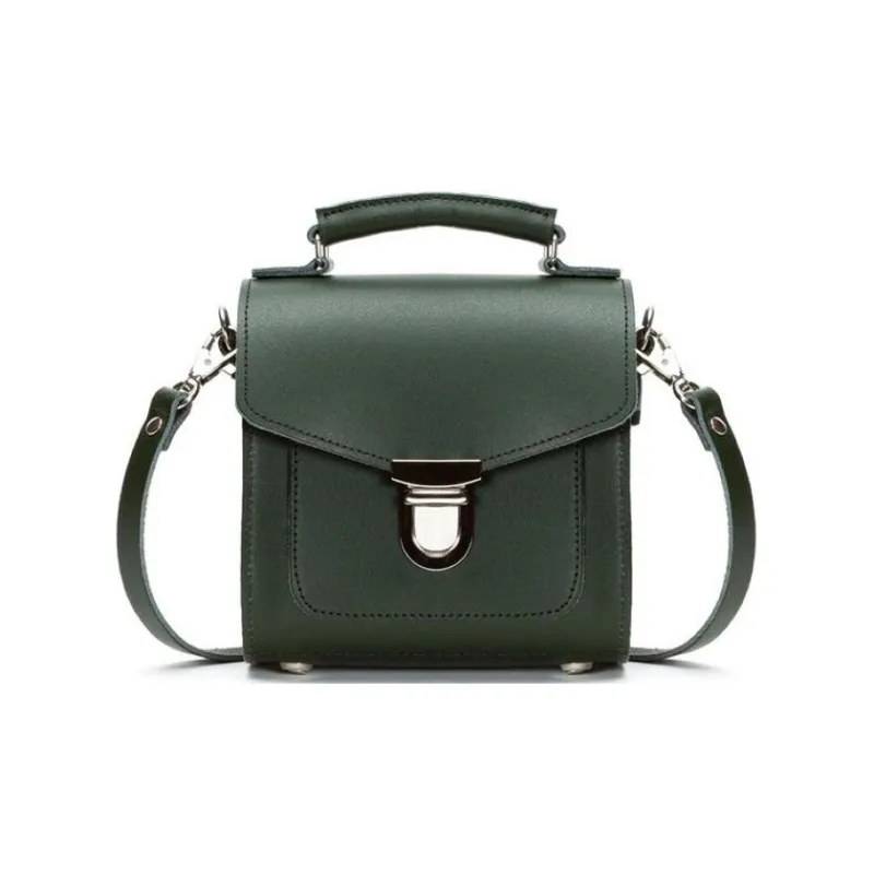 Zatchels Cow Leather Handbag Shoulder Bag Crossbody Bag Medium Size Women's Green-0