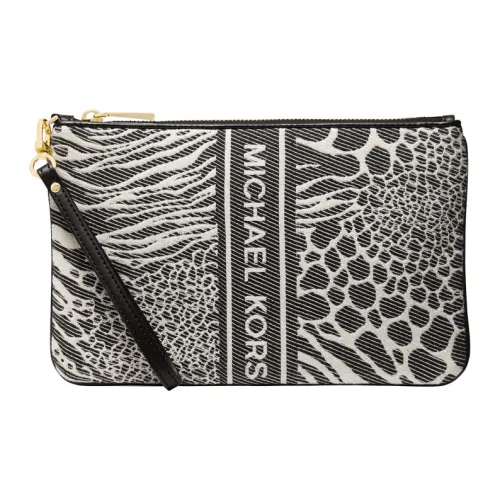 MICHAEL KORS Jet Set Charm Fabric Clutch Large Size Women's Black/Ecru