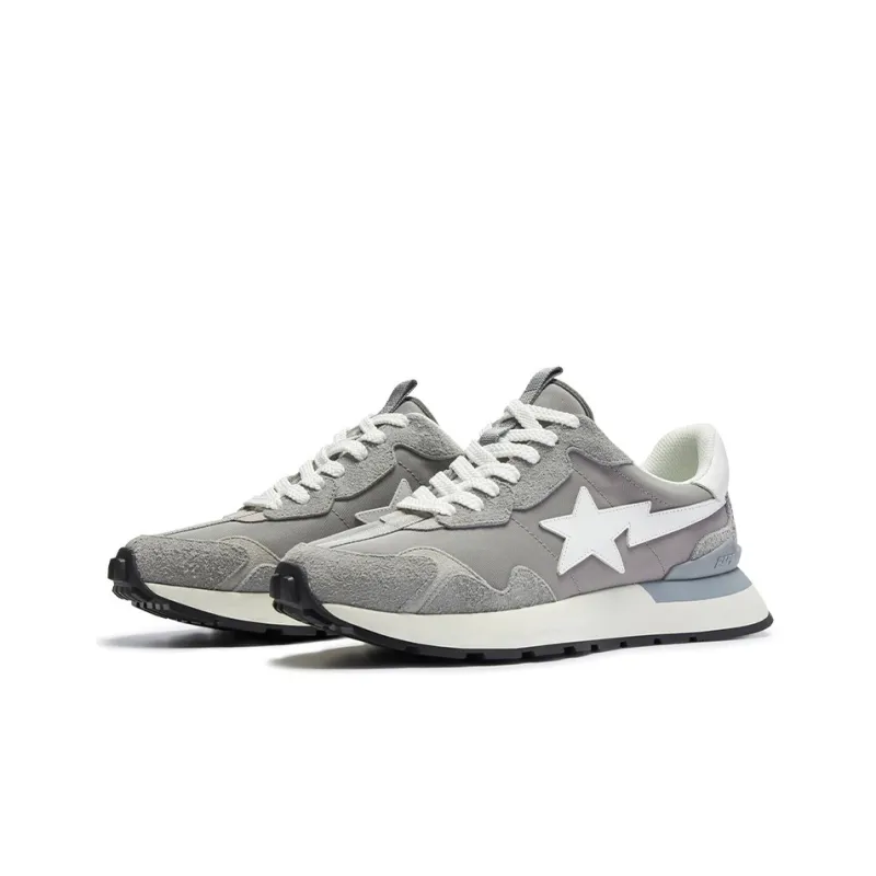 A BATHING APE ROAD STA EXPRESS Anti Slip And Wear Resistant Lightweight Low Top Casual Shoes Men's Gray White-2