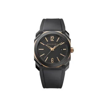 BVLGARI Wrist Watch Automatic Mechanical Movement Rubber Strap Gray Dial Men's Watches 103085