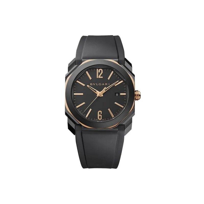 BVLGARI Wrist Watch Automatic Mechanical Movement Rubber Strap Gray Dial Men's Watches 103085-0