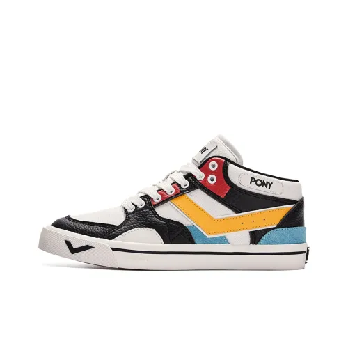 Pony Atop Skateboard Shoes Men Mid-Top White/Black/Red/Yellow/Blue