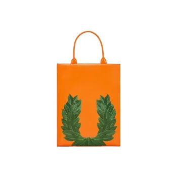 MCM PHENOMENON Collaboration Cow Leather Handbag Medium Size Women's Orange