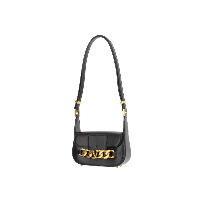 Valentino Vlogo Calfskin Messenger Bag Shoulder Bag Crossbody Bag Women's Black-3