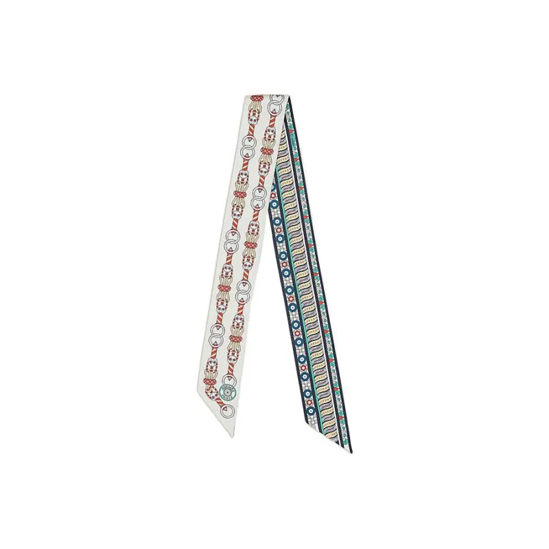 HERMES Rosace Twilly Mulberry Silk Scarves Women's Beige-0