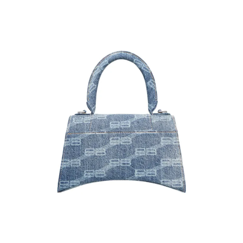 Balenciaga Hourglass Top Handle Small Bb Monogram Denim Bleached Blue-2
