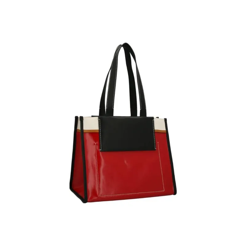 PROENZA SCHOULER Coated Finish Calfskin Tote Bag Shopping Bag Handbag Women's Black/Red-2
