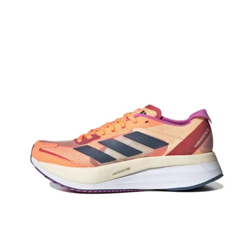 Adidas Adizero Boston 11 Running Shoes Women's Low-Top Orange/Blue/Red