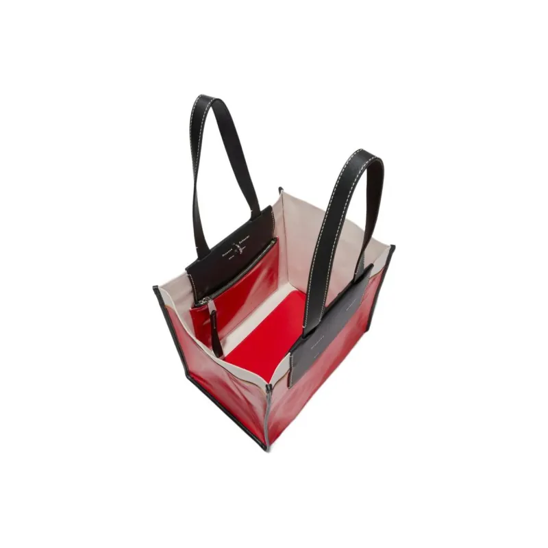PROENZA SCHOULER Coated Finish Calfskin Tote Bag Shopping Bag Handbag Women's Black/Red-3