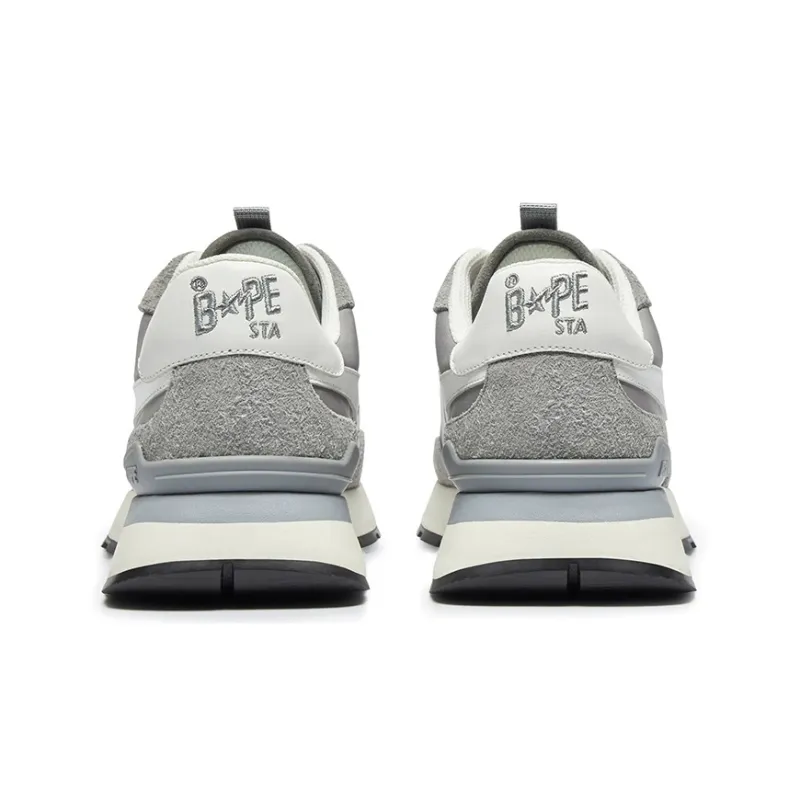 A BATHING APE ROAD STA EXPRESS Anti Slip And Wear Resistant Lightweight Low Top Casual Shoes Men's Gray White-3