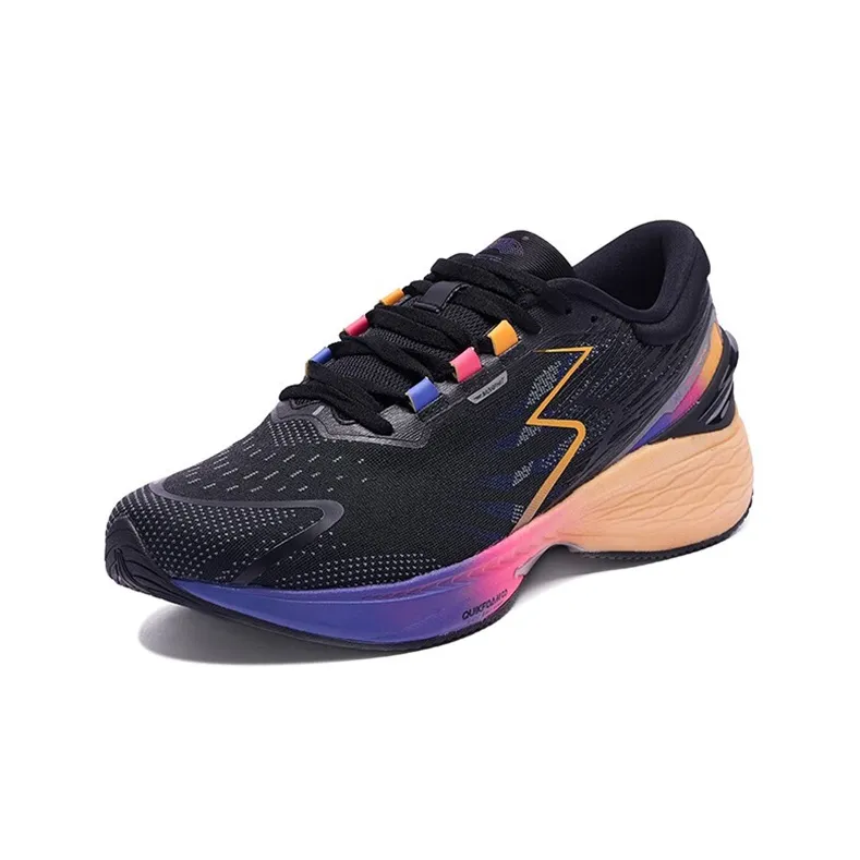 361° Q Bullet Super Pro 2.0 Running Shoes Men Low Top Obsidian Black/Oriental Purple/Orange-2