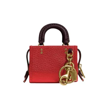 COACH Rogue Natural Pebbled Leather With Baseball Glove Embossed Leather Bag Accessory Mini Women's Red