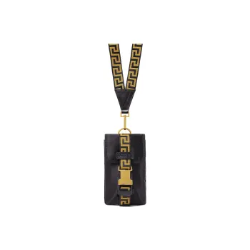 FANSIZHE VERSACE Cow Leather Decoration Cell Phone Pouch Clutch Mini Men's Black
