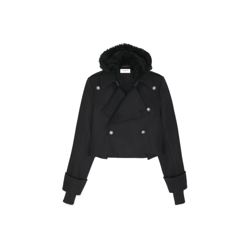 SAINT LAURENT Button Detailed Cropped Coat-1