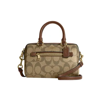 COACH Rowan Artificial Leather Boston Bag Handbag Shoulder Bag Crossbody Bag Mini Women's Gold & Khaki