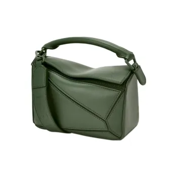LOEWE Puzzle Satin Cow Leather Handbag Shoulder Bag Crossbody Bag Mini Women's Dark Green