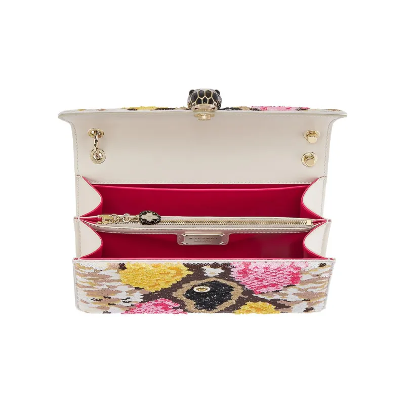 BVLGARI Serpenti Forever Calfskin Shoulder Bag, Crossbody Bag Medium Size Women's Multicolor-3