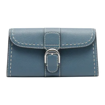 Delvau Brillant Textured Calfskin Wallets Shoulder Bag Crossbody Bag Regular Women's Blue