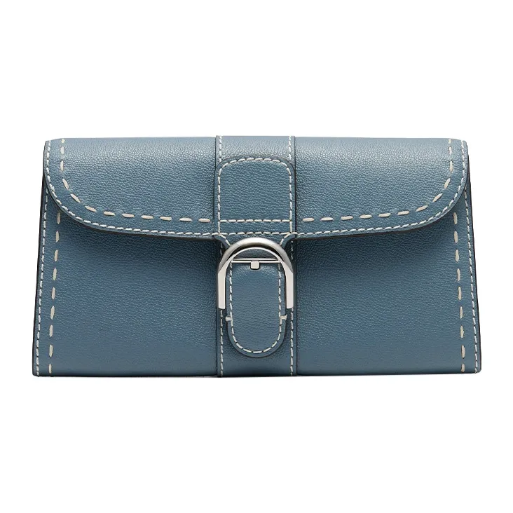 Delvau Brillant Textured Calfskin Wallets Shoulder Bag Crossbody Bag Regular Women's Blue-0