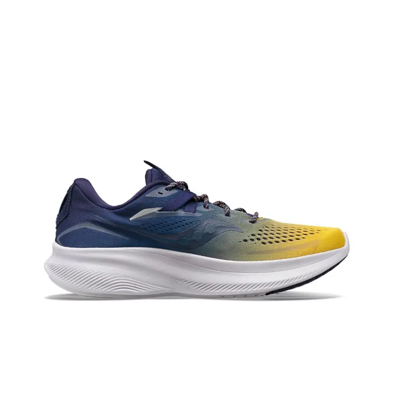 Saucony Ride 15 Cushioning Low-Top Running Shoes Men's Blue Yellow-1