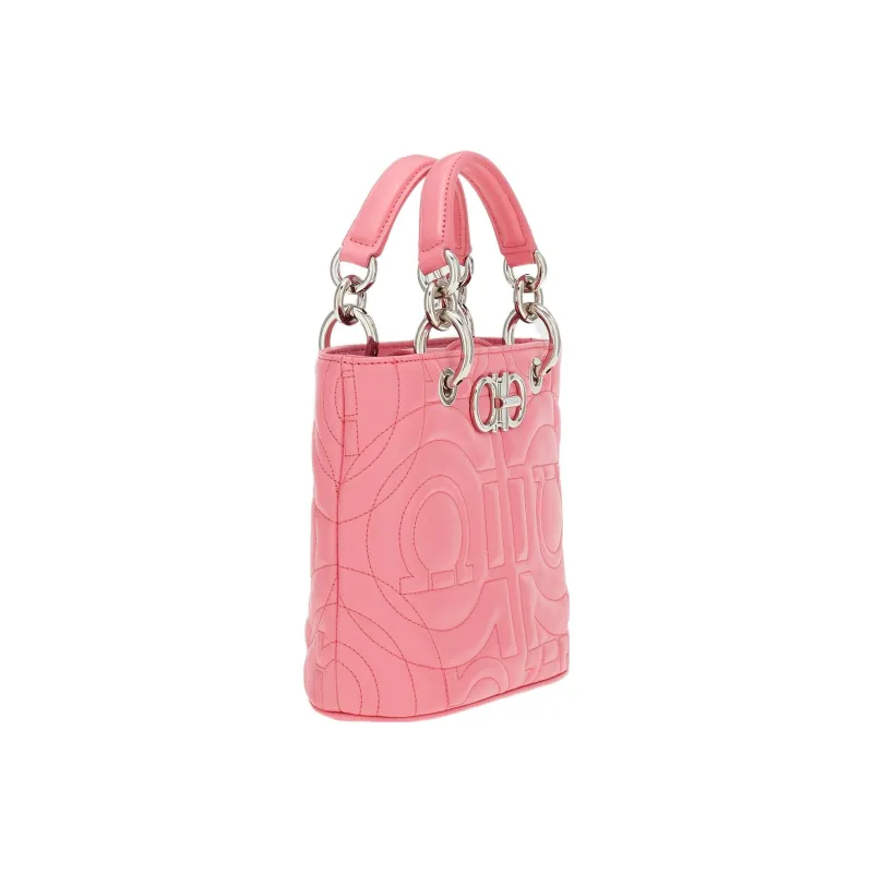 FERRAGAMO GANCINI Cow Leather Shoulder Bag, Crossbody Bag, Handbag Regular Women's Pink-2