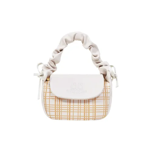 Miffy PU Saddle Bag, Shoulder Bag, Crossbody Bag, Handbag Small Size Women's Ecru/Pink