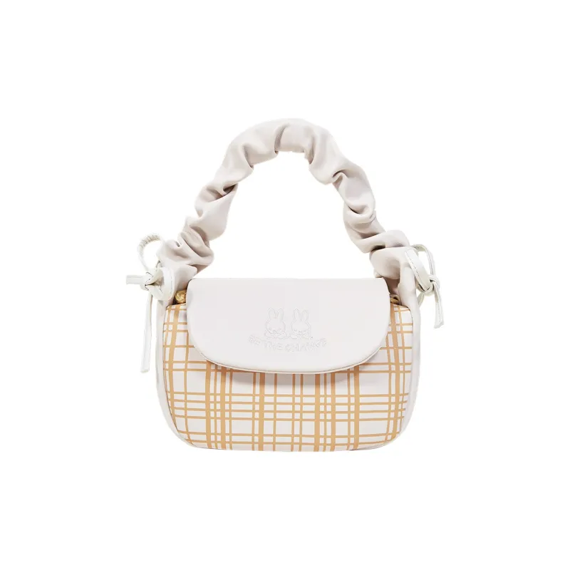 Miffy PU Saddle Bag, Shoulder Bag, Crossbody Bag, Handbag Small Size Women's Ecru/Pink-0