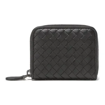 Bottega Veneta Sheepskin Wallet Coin Purse Card Holder Unisex Black