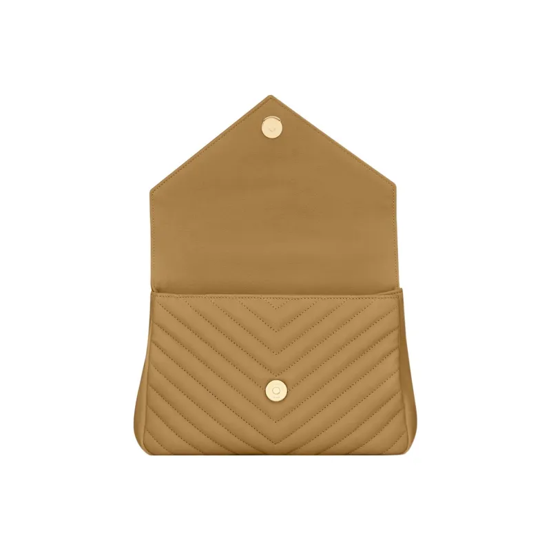 SAINT LAURENT College Lambskin Portable Crossbody Bag Shoulder Bag Medium Size Women's Golden Olive-5