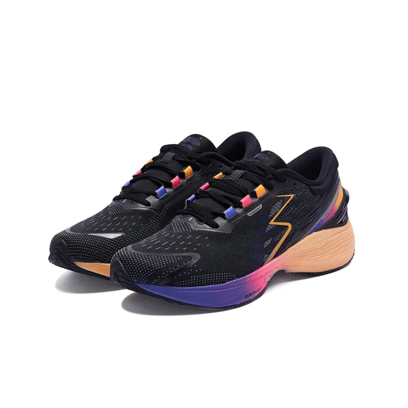 361° Q Bullet Super Pro 2.0 Running Shoes Men Low Top Obsidian Black/Oriental Purple/Orange-3