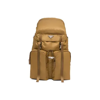 PRADA Recycled Nylon Saffiano Leather Backpack Regular Men's Khaki