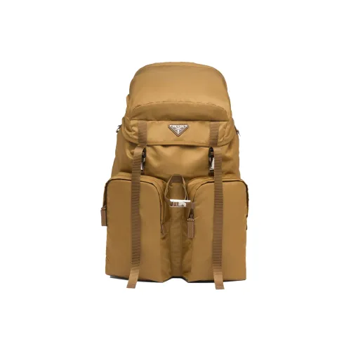 PRADA Recycled Nylon Saffiano Leather Backpack Regular Men's Khaki