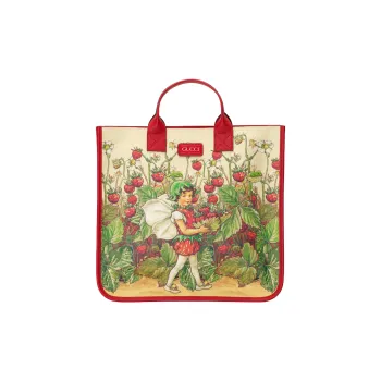 GUCCI Canvas With Leather Tote Bag, Shopping Bag, Handbag Large Size Kids' Red