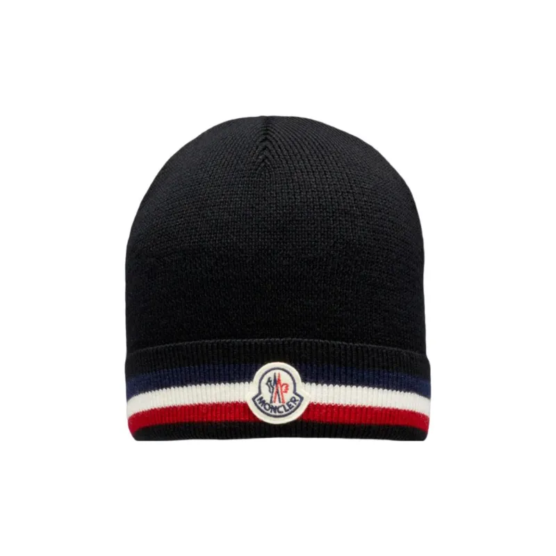 Moncler Tricolour stripe Wool Beanie Hat-0