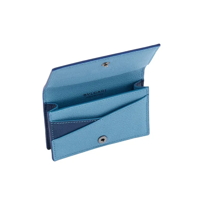 BVLGARI Calfskin Card Holder Men's Blue-1