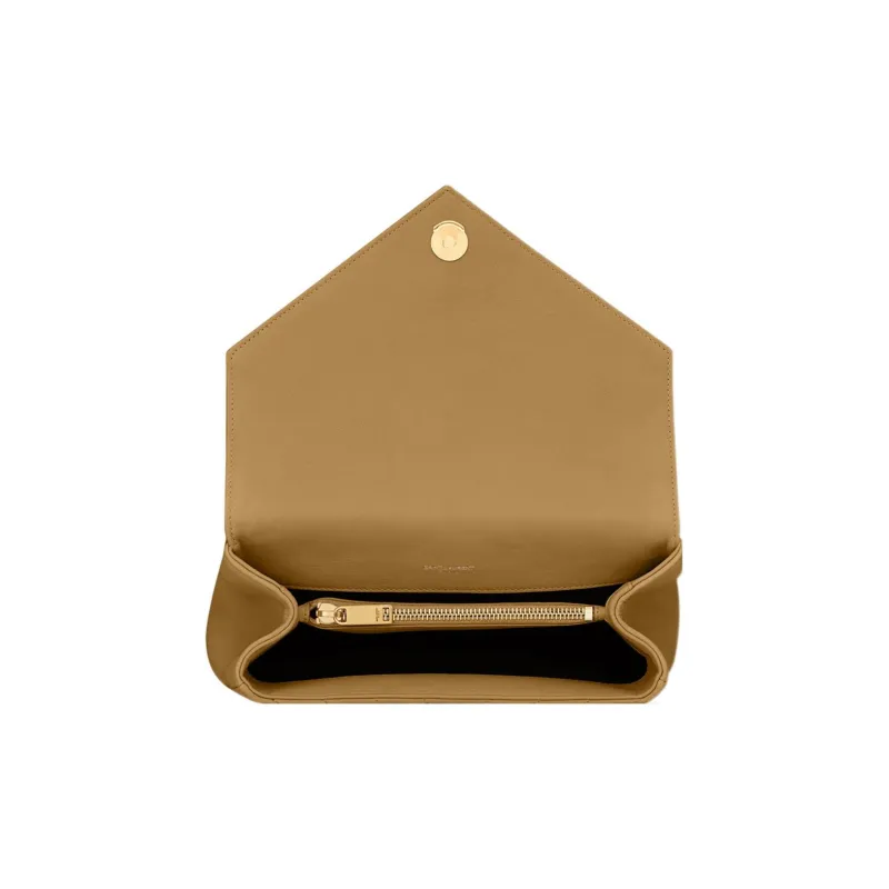 SAINT LAURENT College Lambskin Portable Crossbody Bag Shoulder Bag Medium Size Women's Golden Olive-6