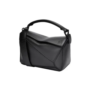 LOEWE Puzzle Bag In Satin Calfskin Small Black