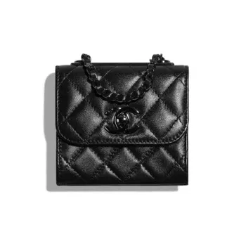 CHANEL Trendy CcSo Black Lambskin Shoulder Bag, Crossbody Bag Mini Women's Pure Black