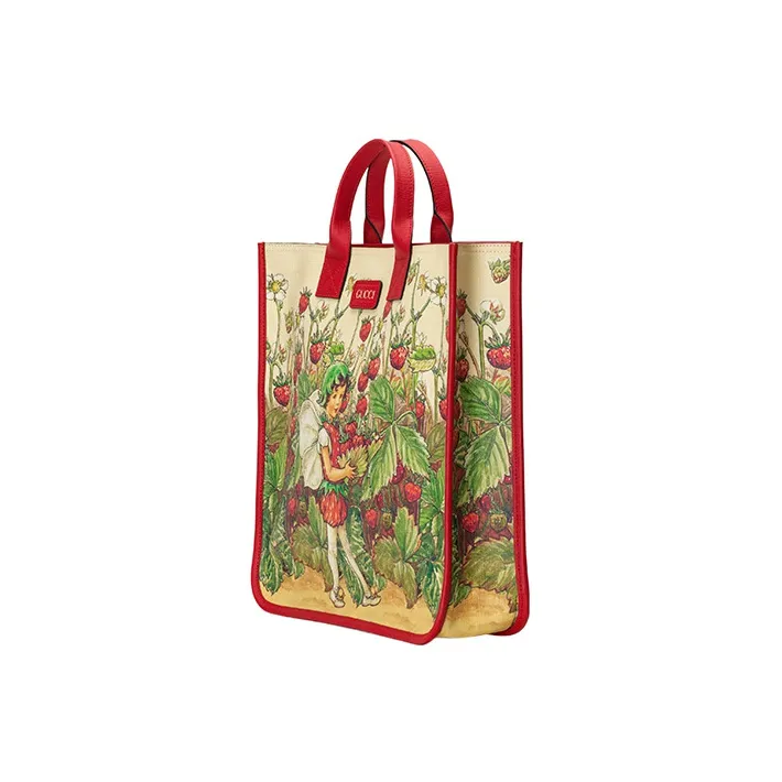 GUCCI Canvas With Leather Tote Bag, Shopping Bag, Handbag Tubas Kids' Red-1